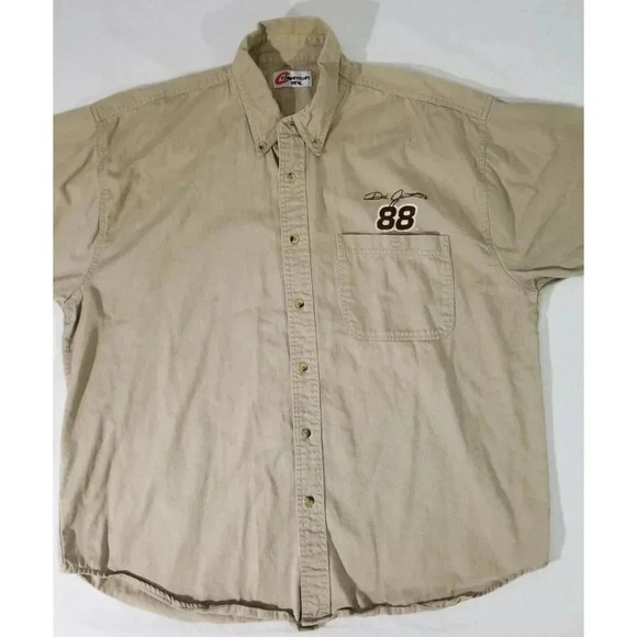 NASCAR Dale Earnhardt Jr 88 Short Sleeve Khaki Shirt 2XL Button Down Shirt - Picture 3 of 5